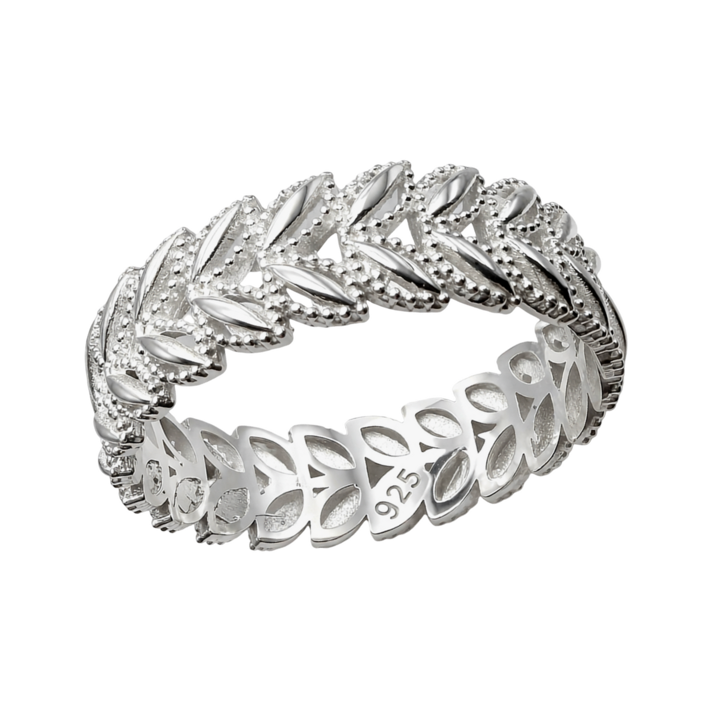 Laurel Wreath Eternity Band Ring Sterling Silver 925