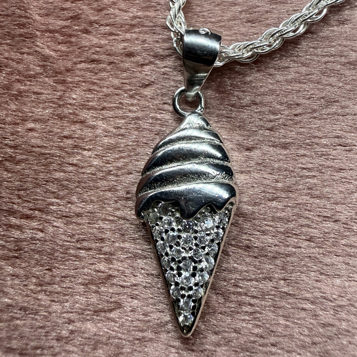 Cone Cubic Zirconia Sterling Silver 925 Pendant