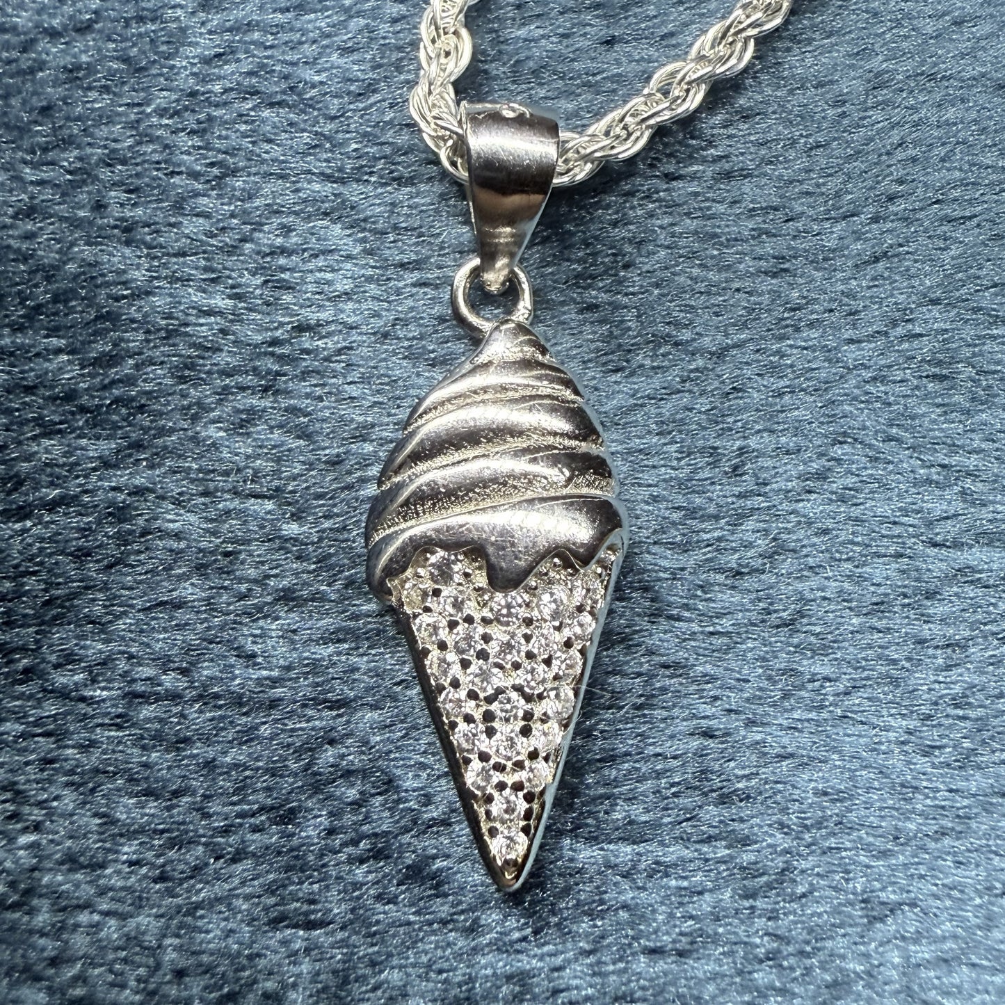 Cone Cubic Zirconia Sterling Silver 925 Pendant