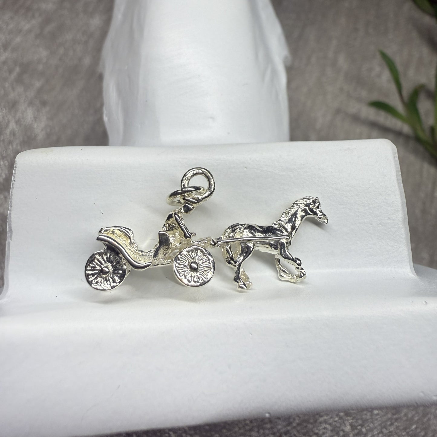 Horse and Carriage Sterling Silver 925 Pendant