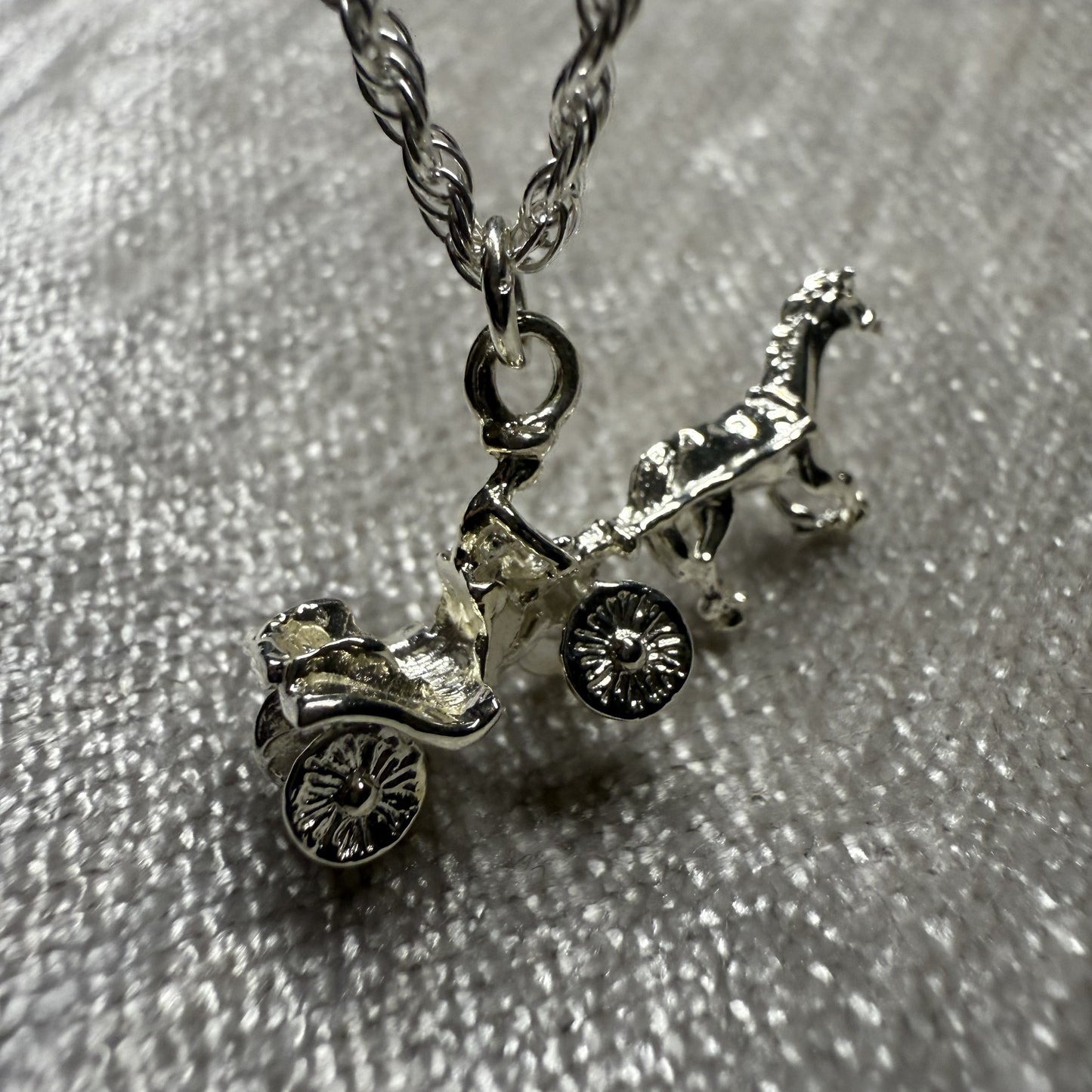 Horse and Carriage Sterling Silver 925 Pendant