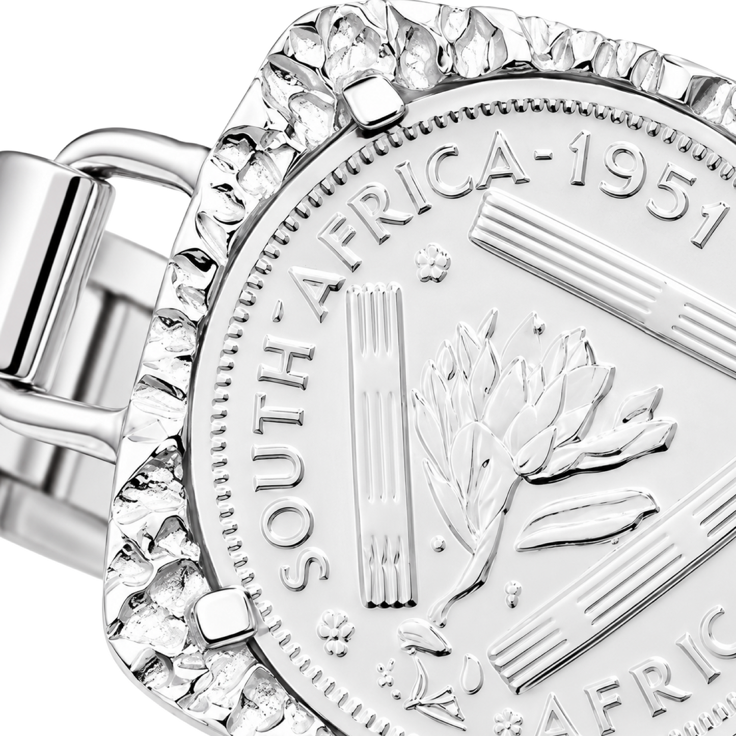 925 Sterling Silver South African Bulky Coin 18.5cm Bracelet