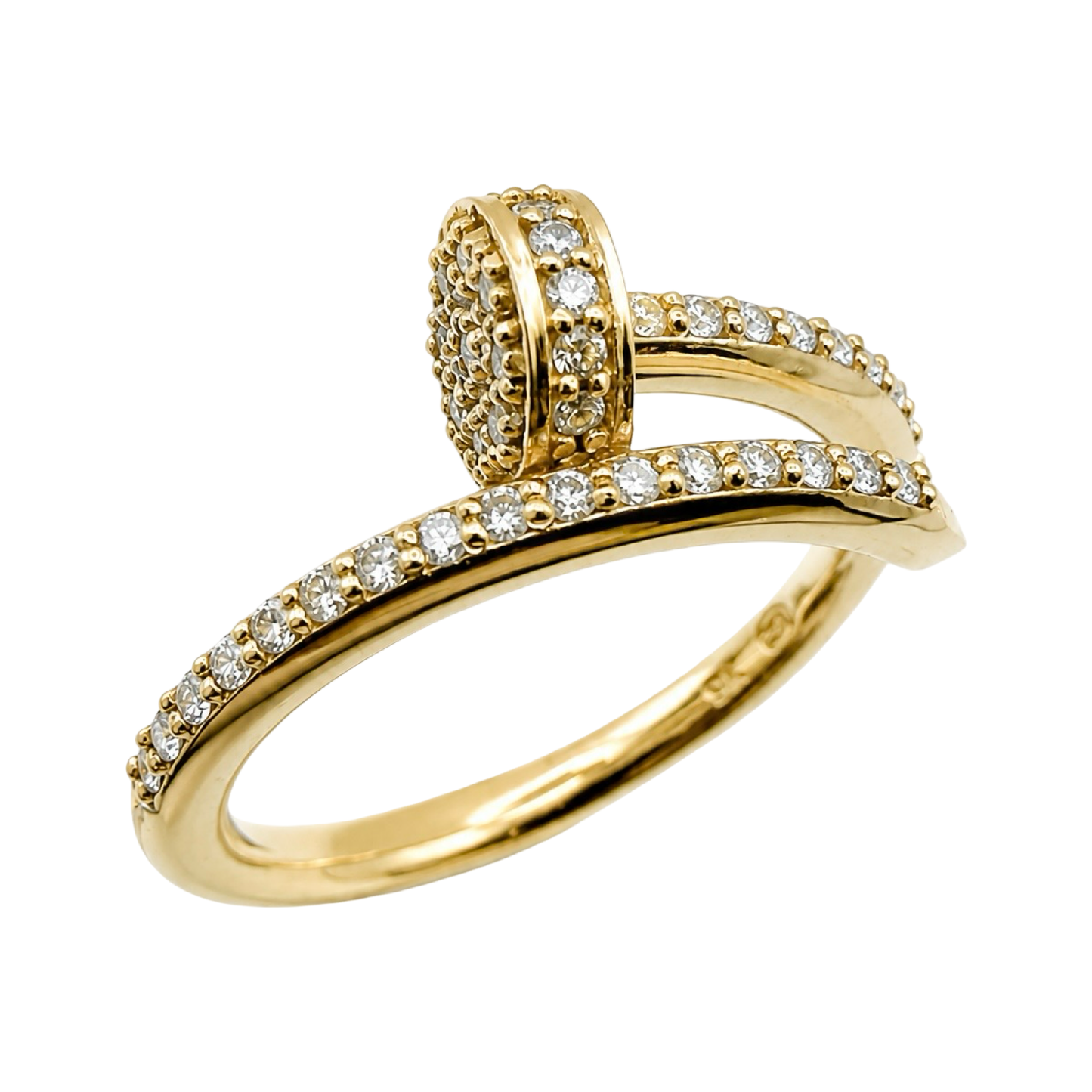 Nail Ring 9ct Yellow Gold with Lab Diamonds