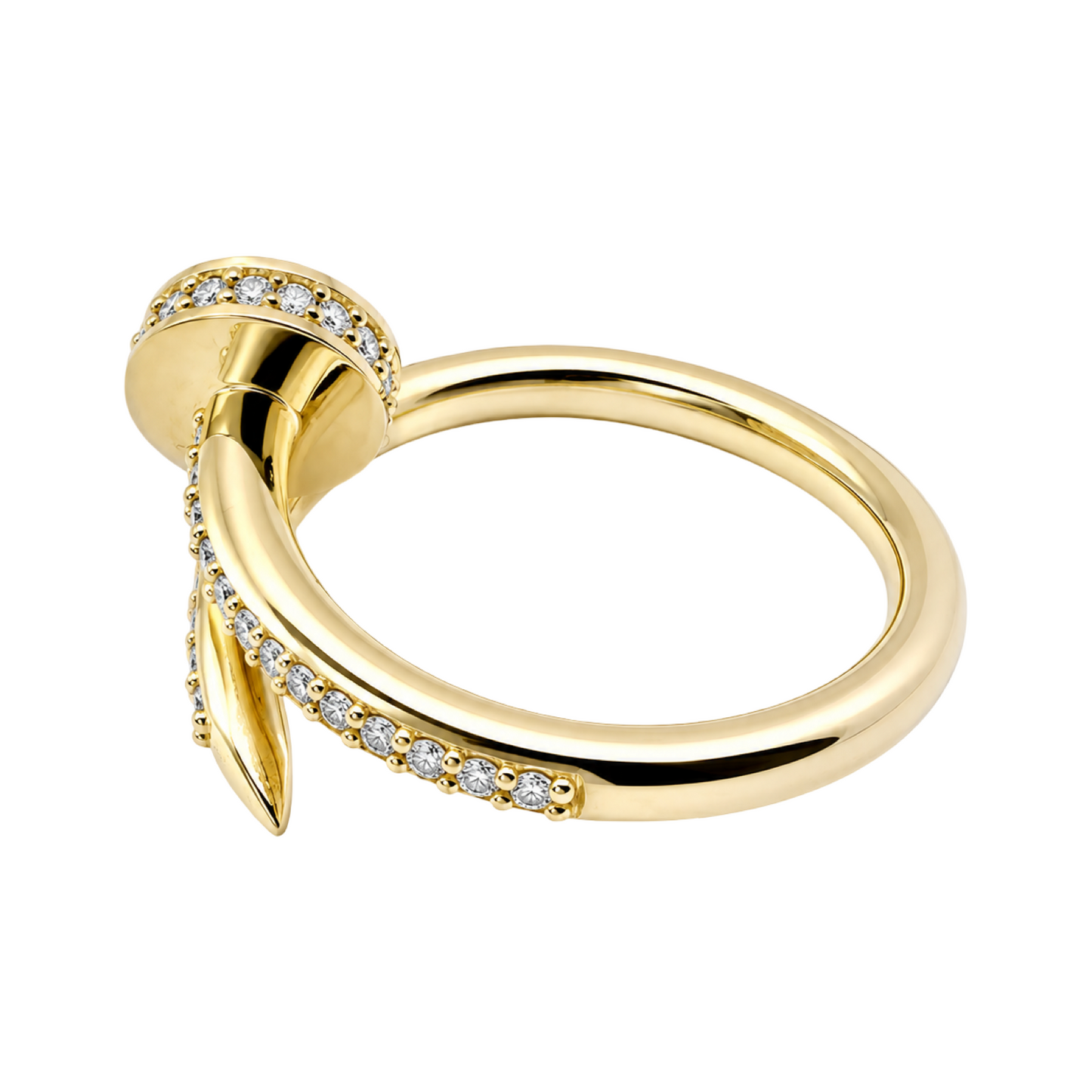 Nail Ring 9ct Yellow Gold with Lab Diamonds
