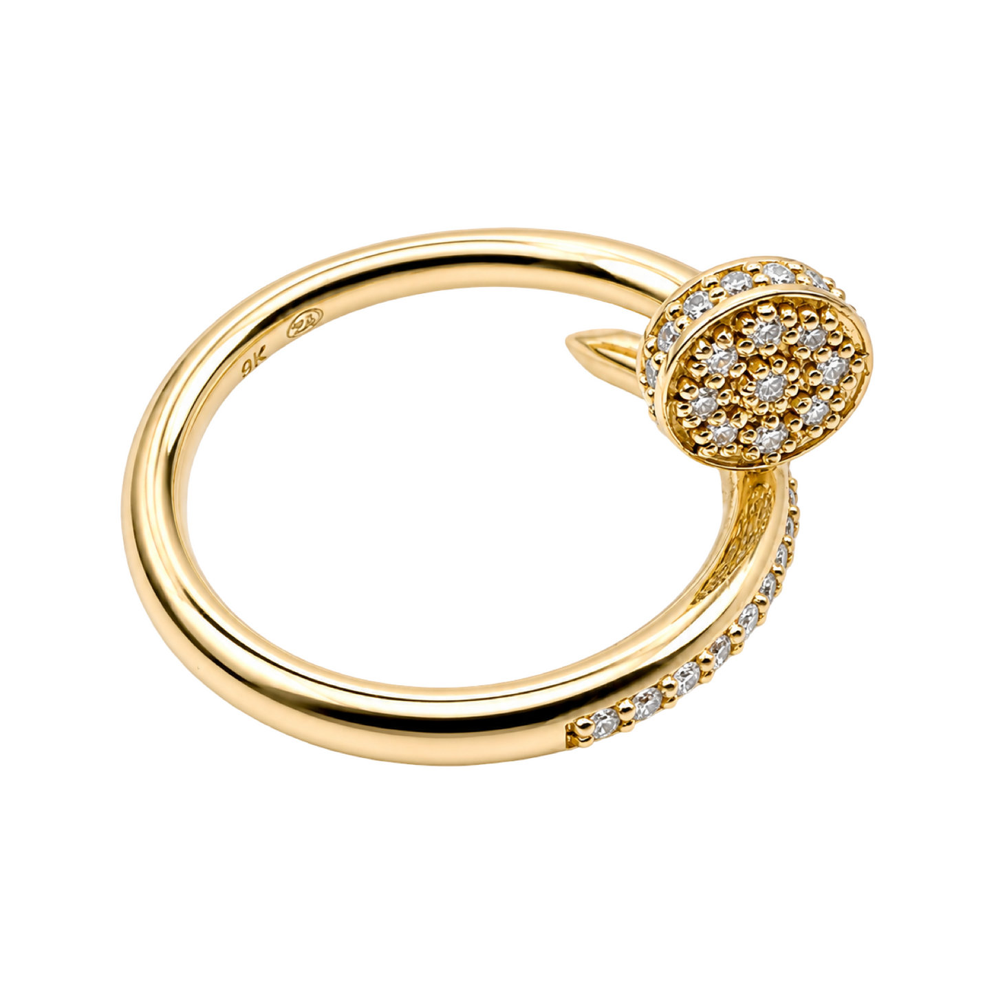 Nail Ring 9ct Yellow Gold with Lab Diamonds