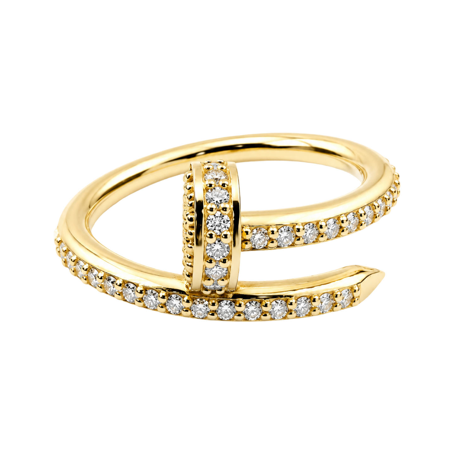 Nail Ring 9ct Yellow Gold with Lab Diamonds