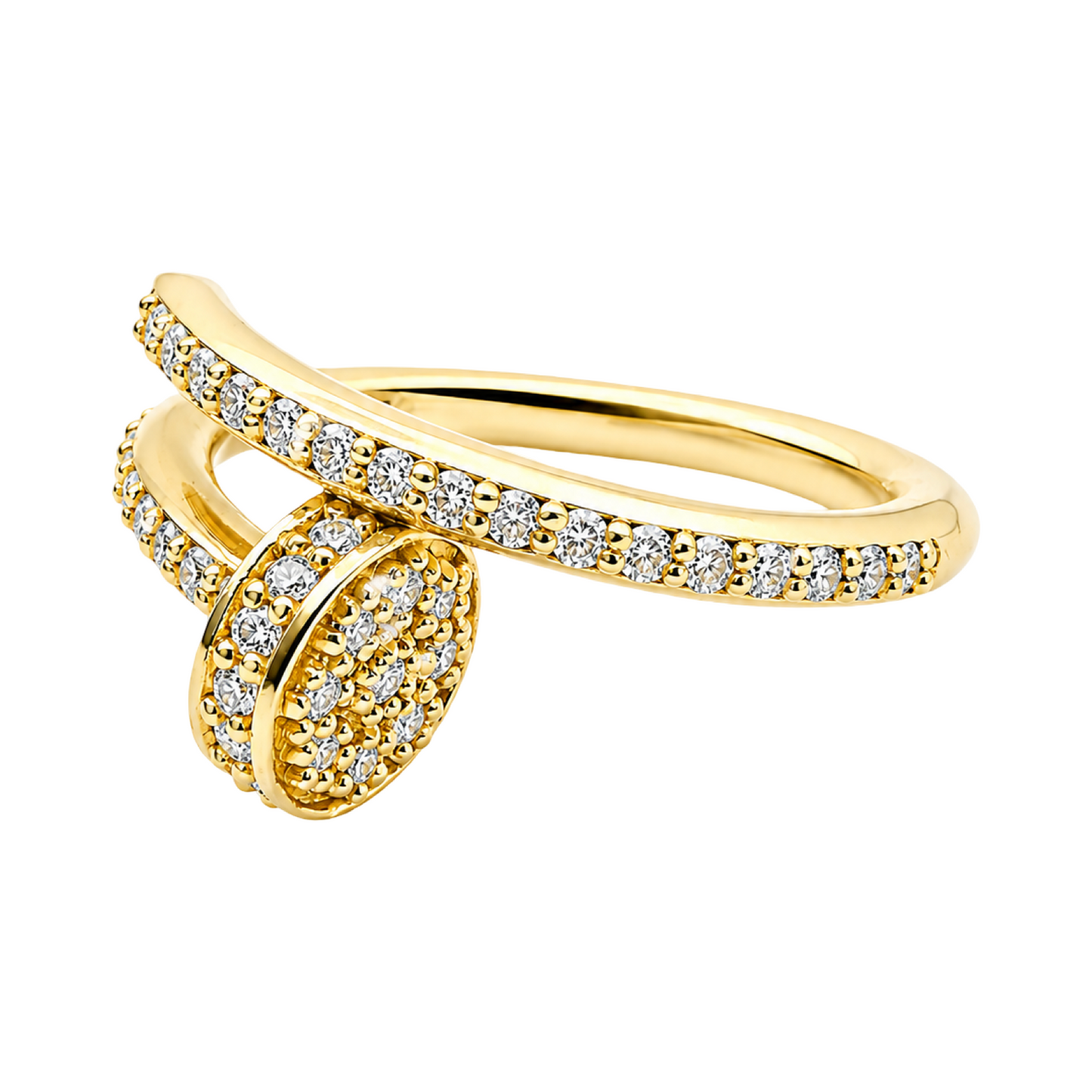 Nail Ring 9ct Yellow Gold with Lab Diamonds