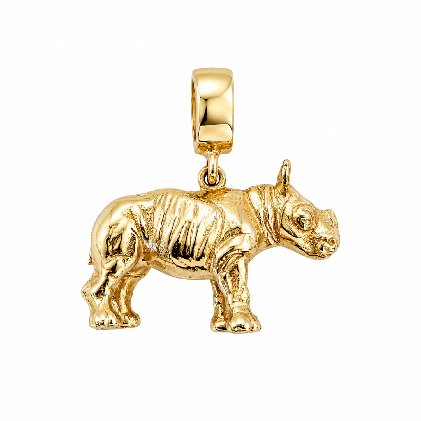 Handcrafted 9ct Gold Rhino Calf Pendant