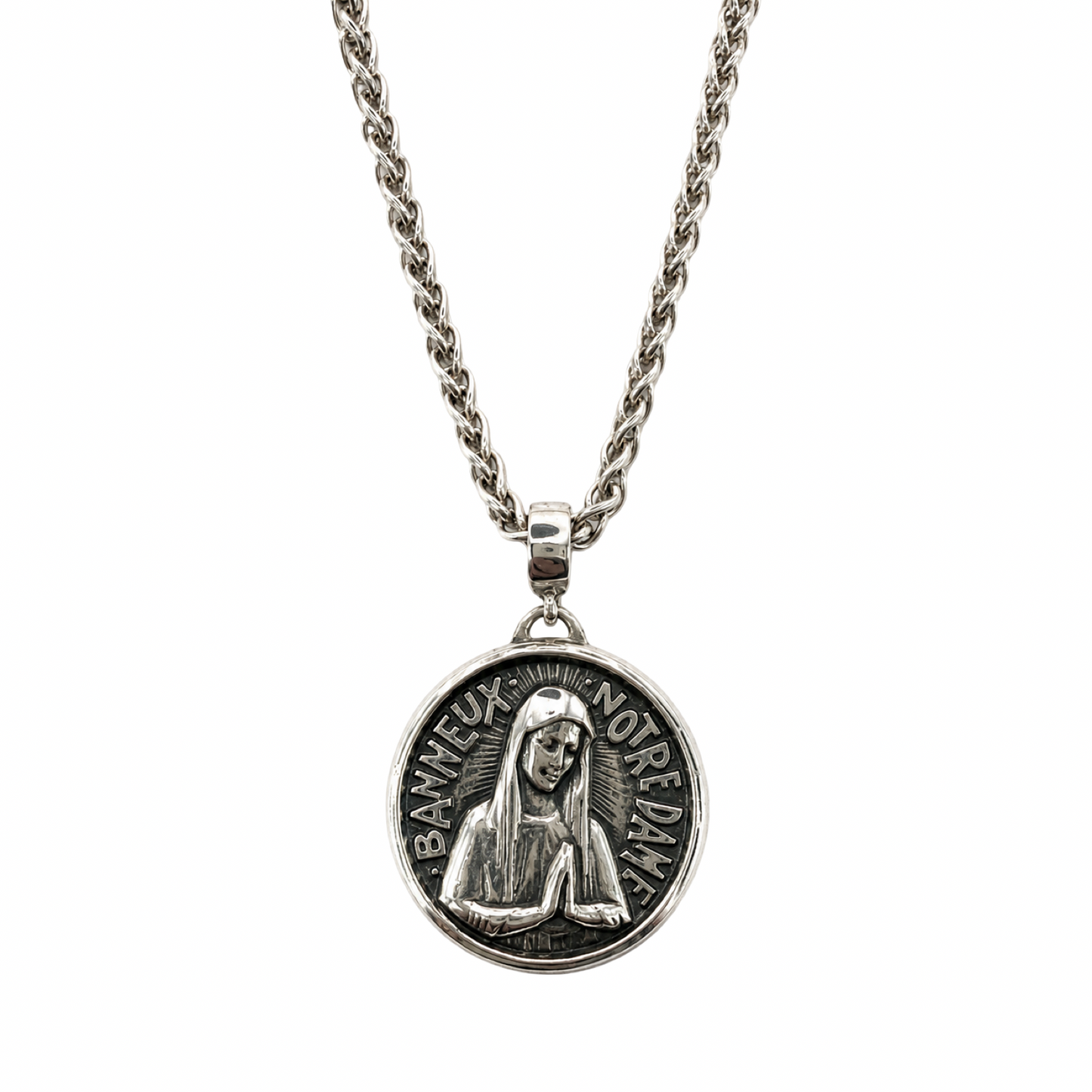 Notre Dame de Banneux Medal Necklace Sterling Silver 925