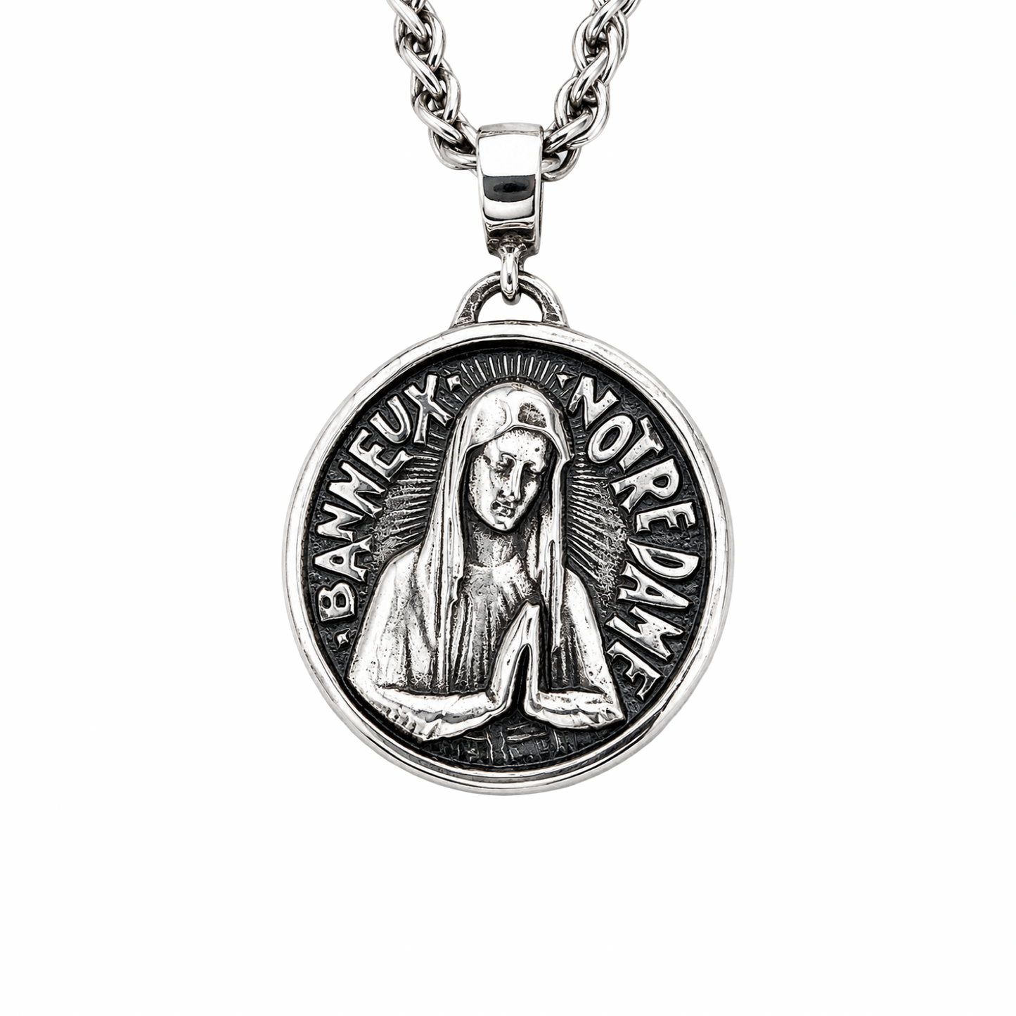 Notre Dame de Banneux Medal Necklace Sterling Silver 925