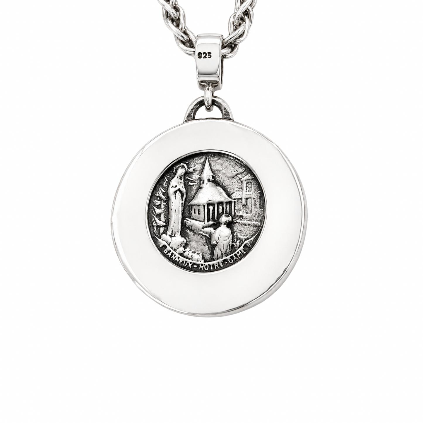 Notre Dame de Banneux Medal Necklace Sterling Silver 925