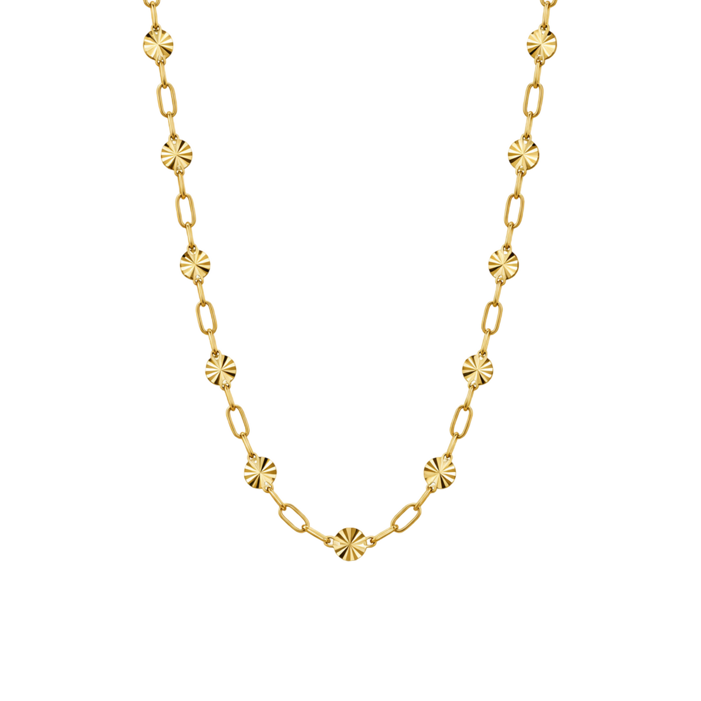 Diamond-Cut Sunburst Disc Gold-Plated Sterling Silver Necklace