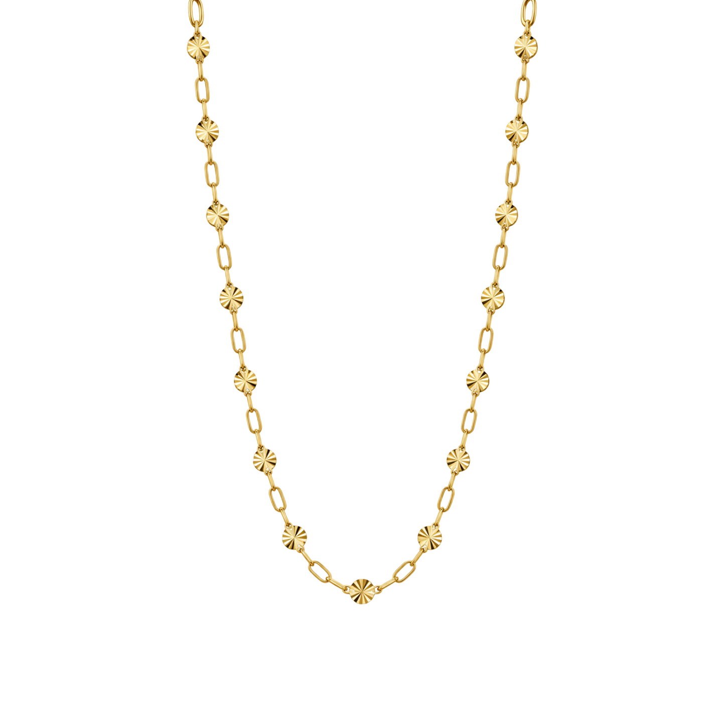 Diamond-Cut Sunburst Disc Gold-Plated Sterling Silver Necklace