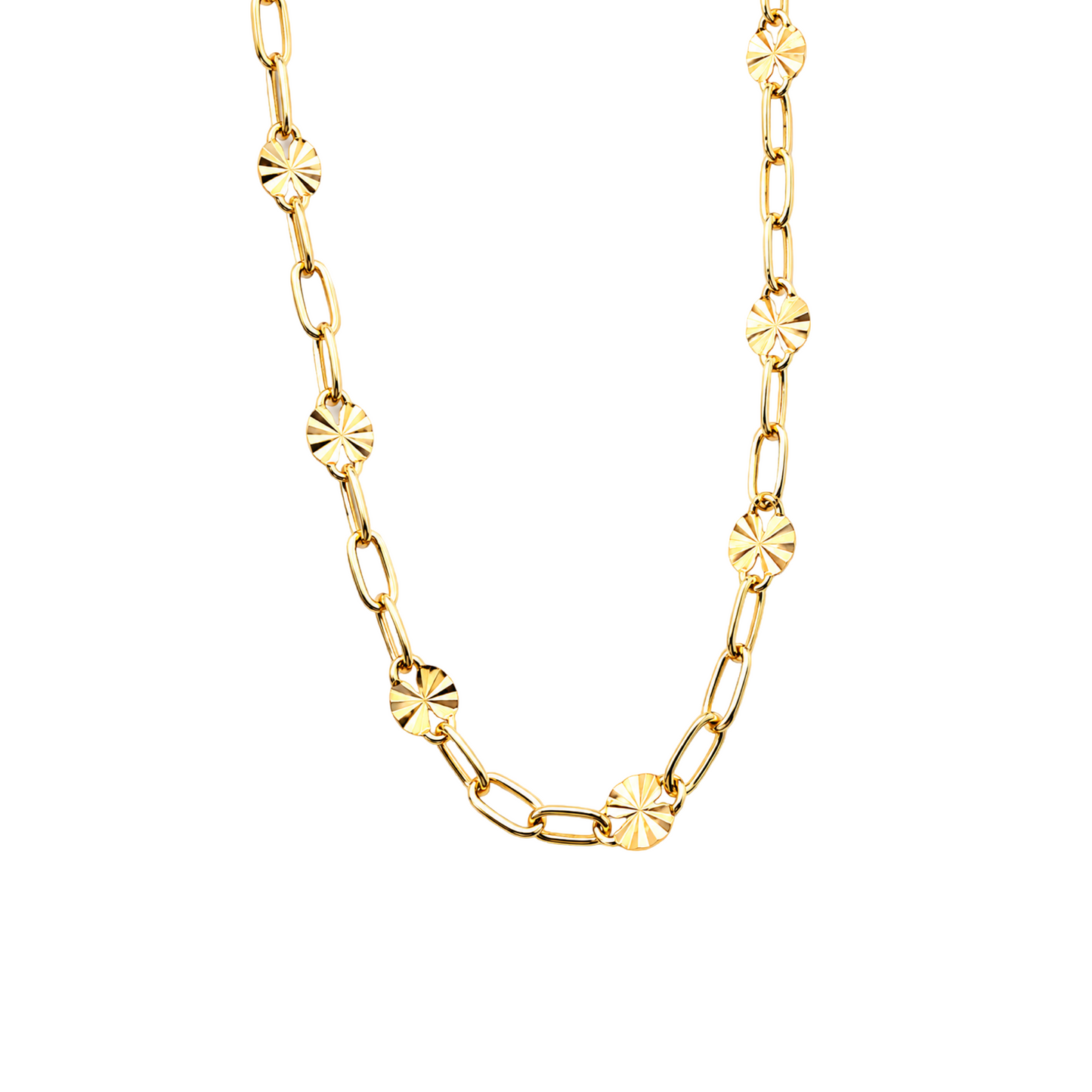 Diamond-Cut Sunburst Disc Gold-Plated Sterling Silver Necklace