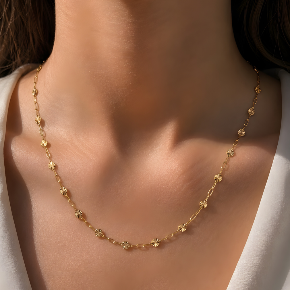 Gold-Plated Sterling Silver Disc Drop Necklace