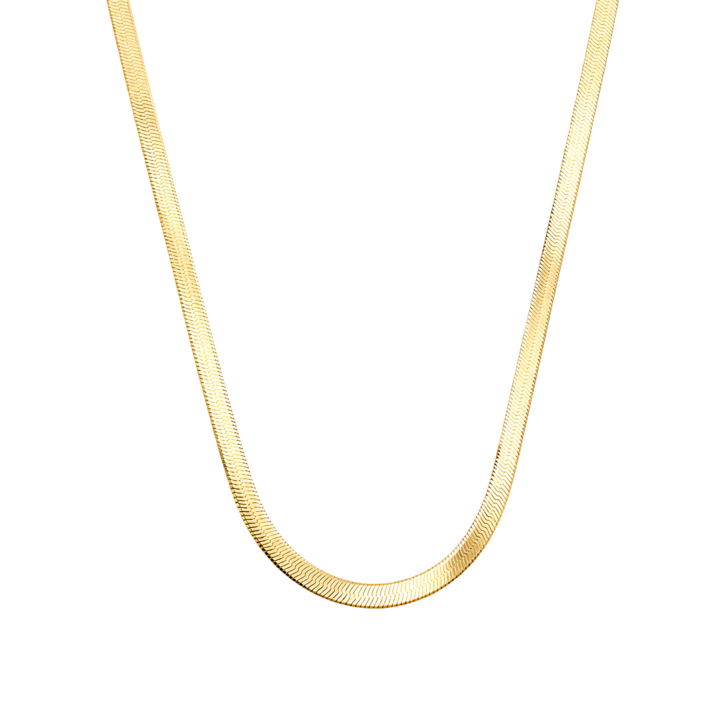 Gold-Plated Sterling Silver Herringbone Snake Chain Necklace