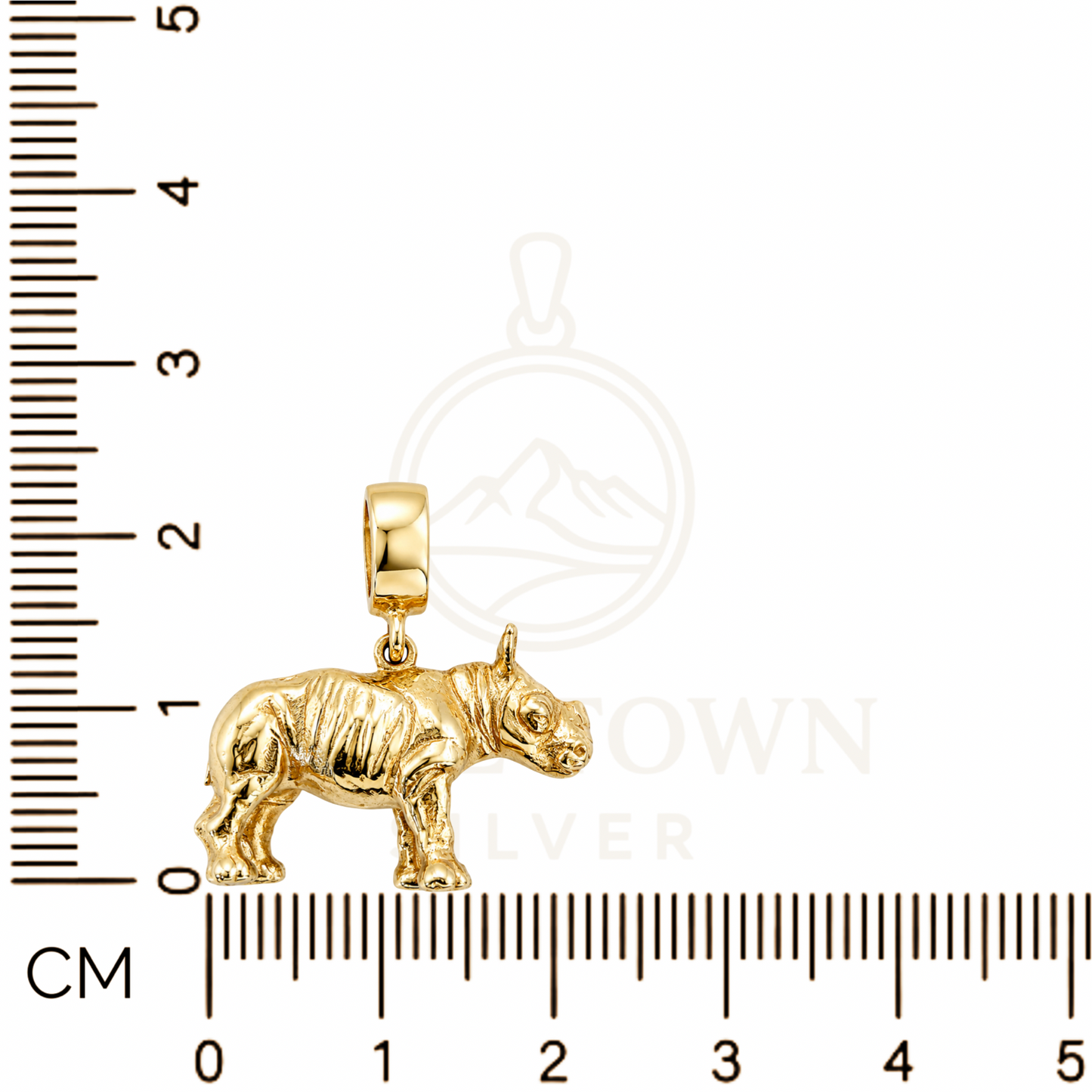 Handcrafted 9ct Gold Rhino Calf Pendant