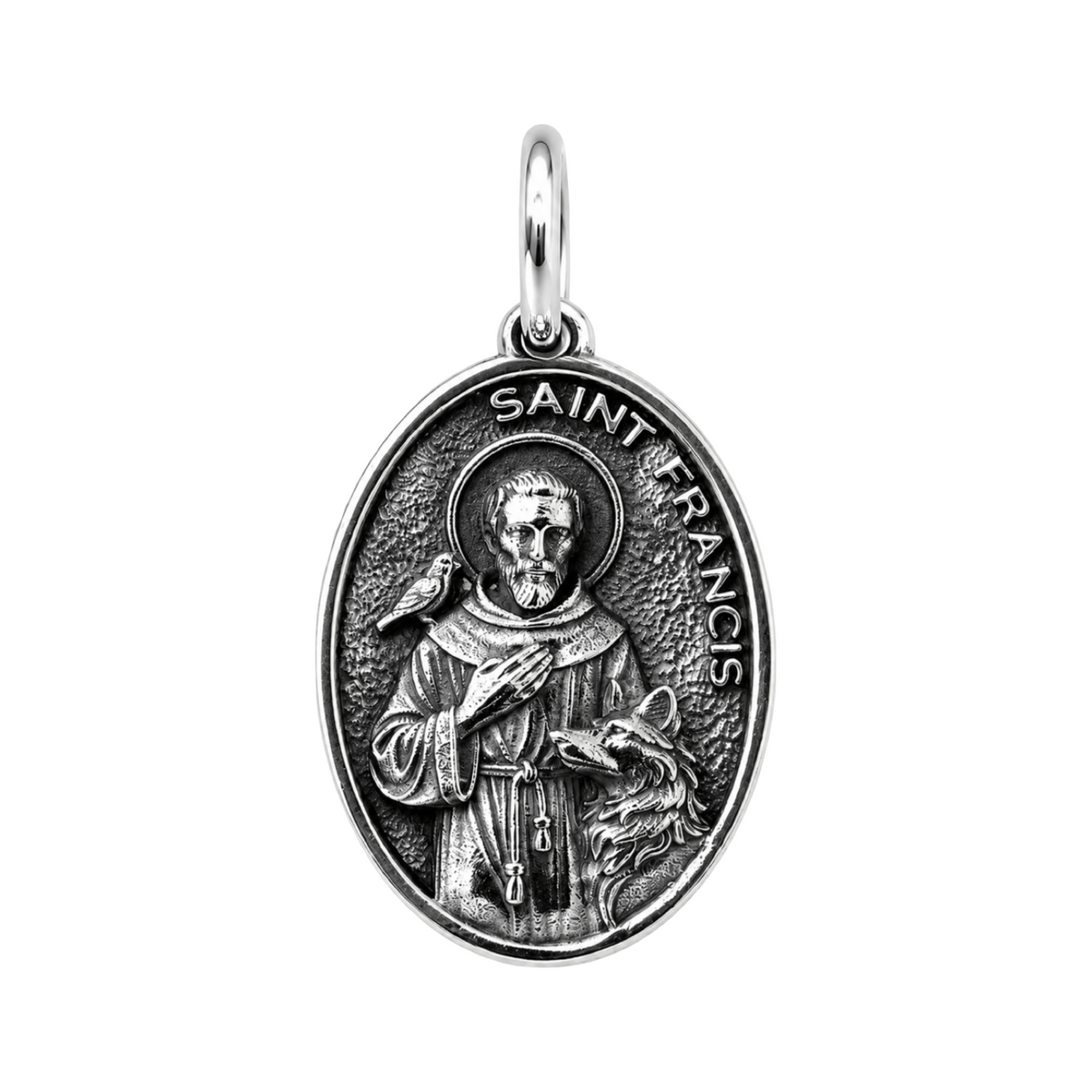 Handcrafted Saint Francis Medal Pendant Sterling Silver 925
