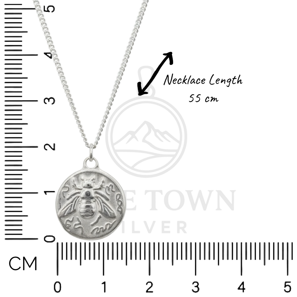 Bespoke Honeybee Coin Necklace 55cm Sterling Silver 925