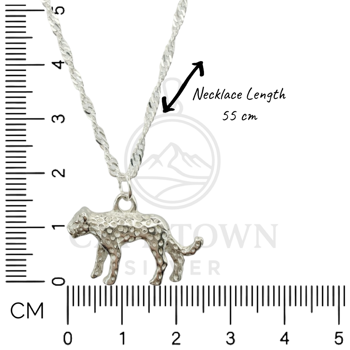 Bespoke Leopard Pendant Necklace 55cm Sterling Silver 925