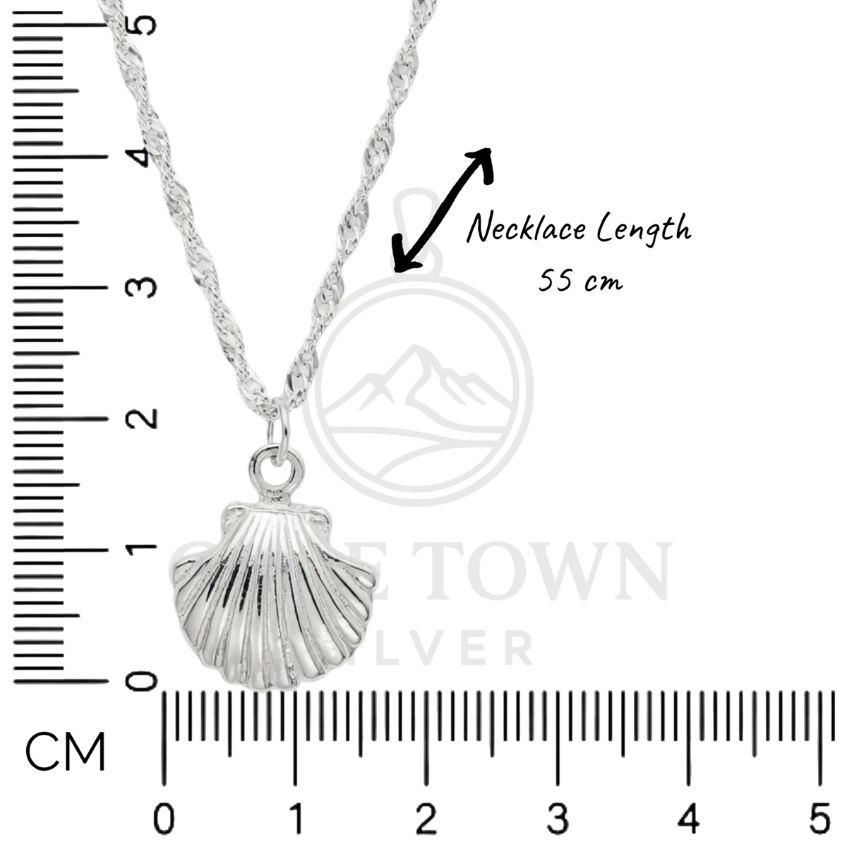 Bespoke Scallop Shell Pendant Necklace 55cm Sterling Silver 925