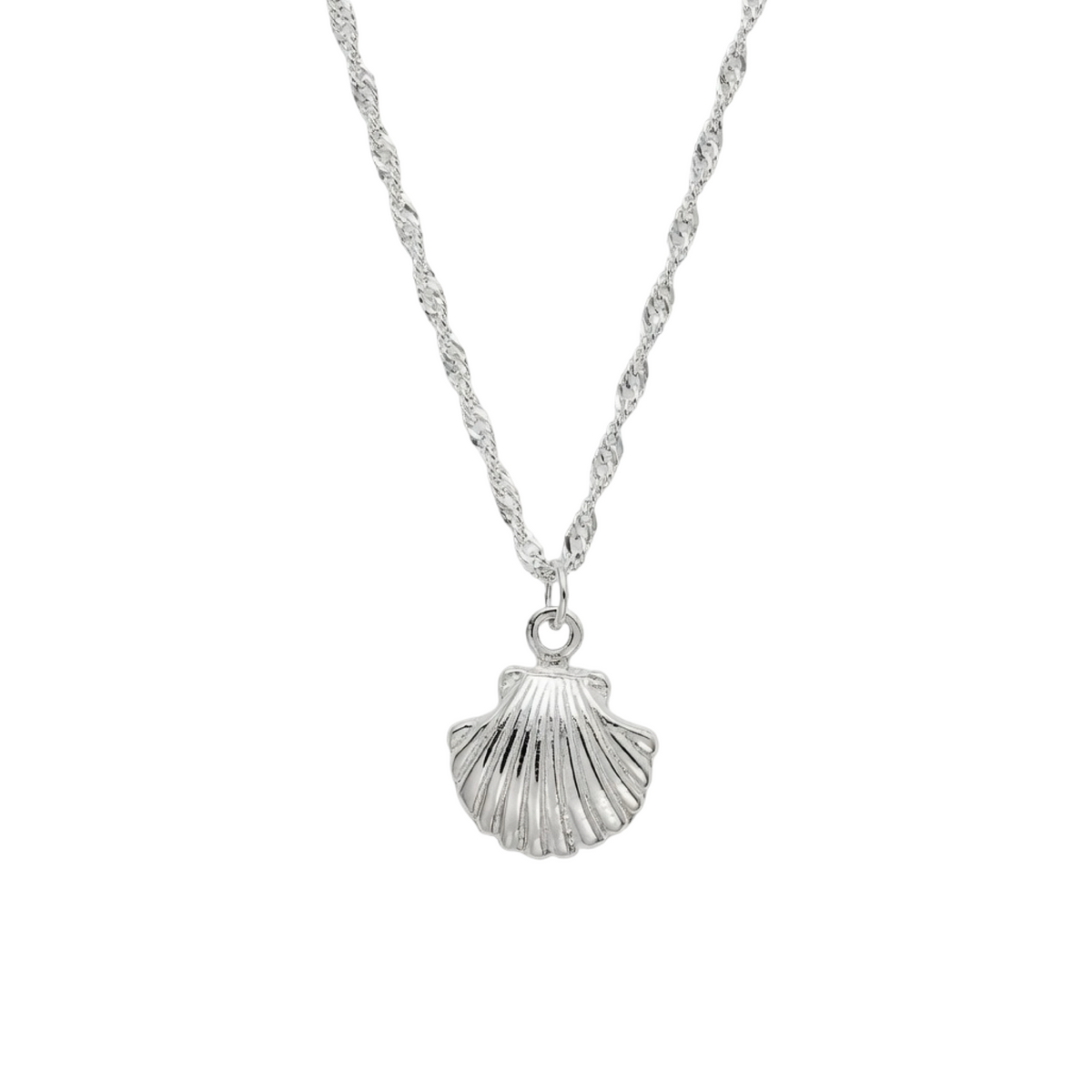 Bespoke Scallop Shell Pendant Necklace 55cm Sterling Silver 925