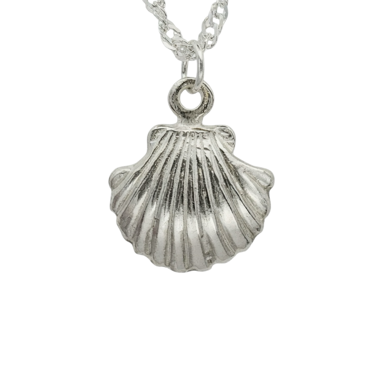 Bespoke Scallop Shell Pendant Necklace 55cm Sterling Silver 925