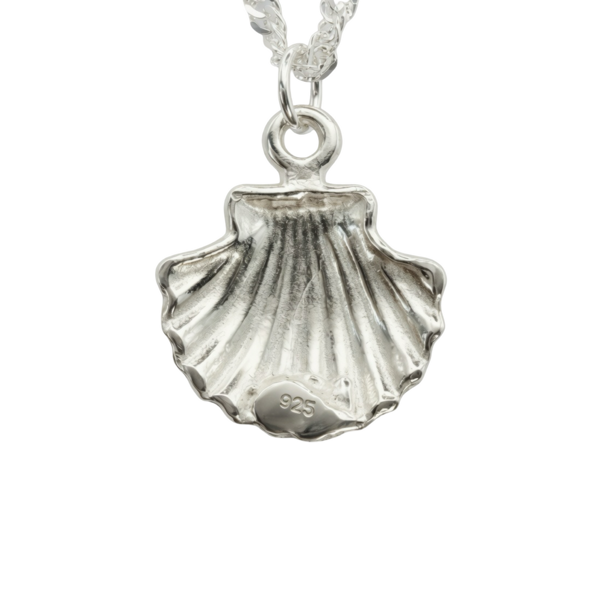 Bespoke Scallop Shell Pendant Necklace 55cm Sterling Silver 925