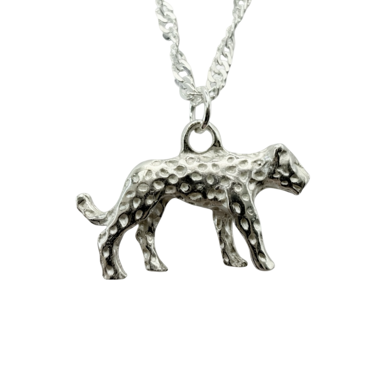 Bespoke Leopard Pendant Necklace 55cm Sterling Silver 925
