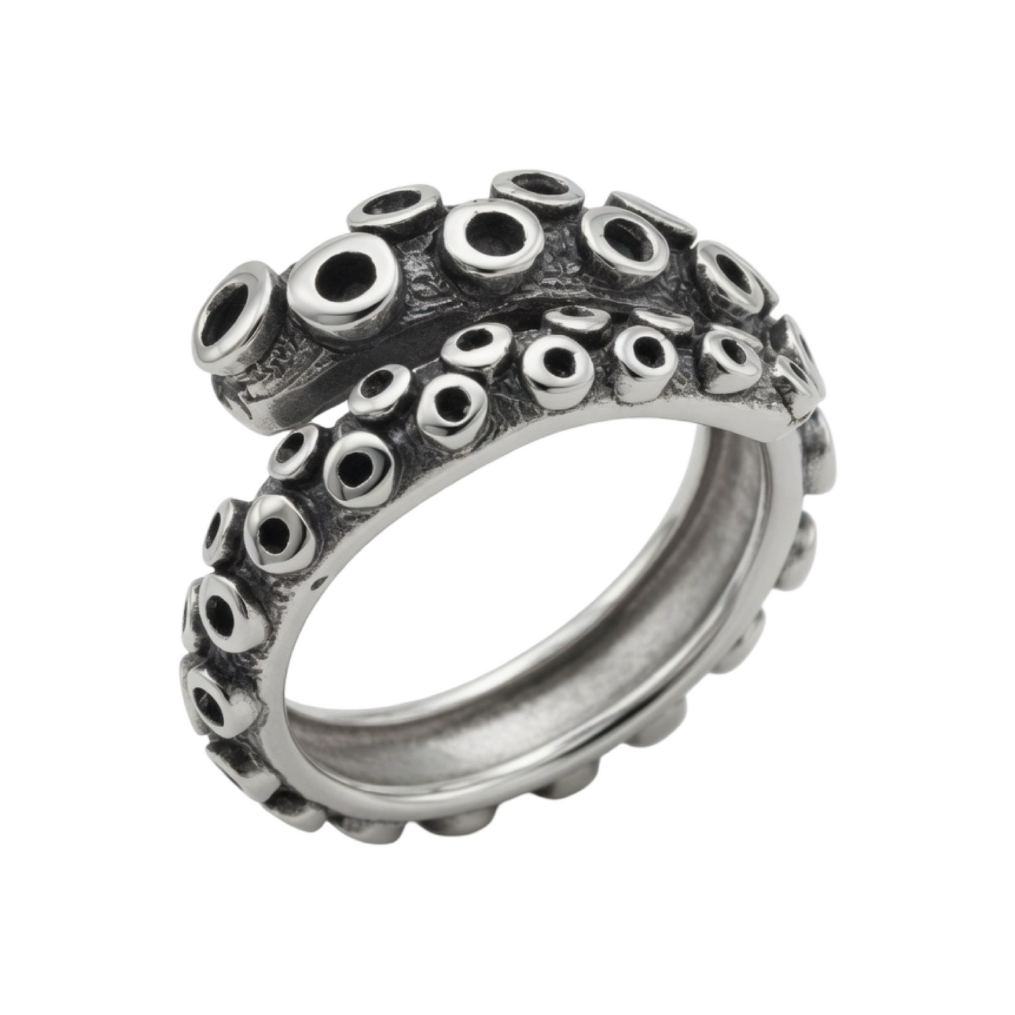 Solid Octopus Tentacle Hand Made Sterling Silver 925 Ring
