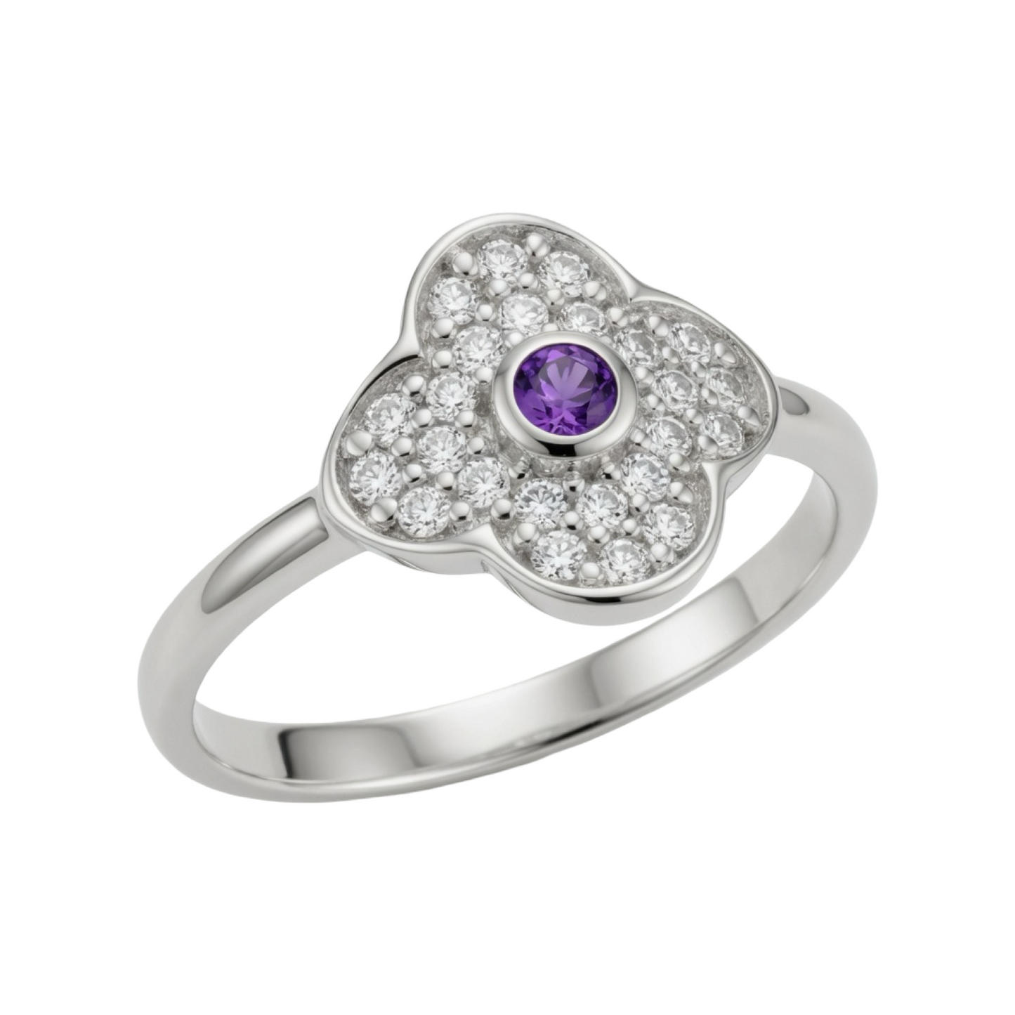 Mod Agate Clover Ring Sterling Silver 925