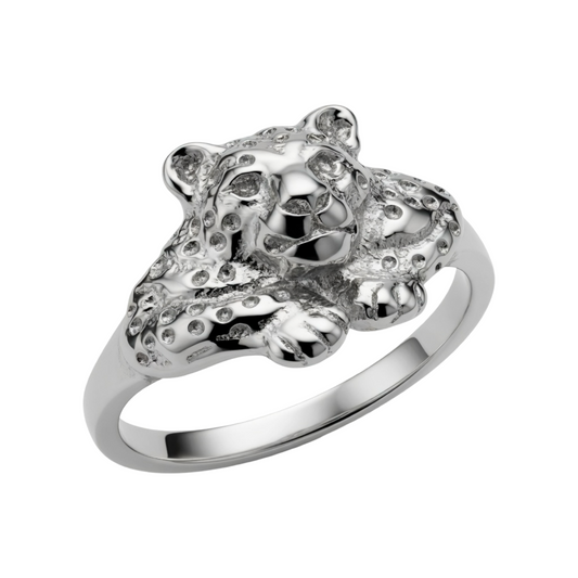 Leopard Face Ring Sterling Silver 925