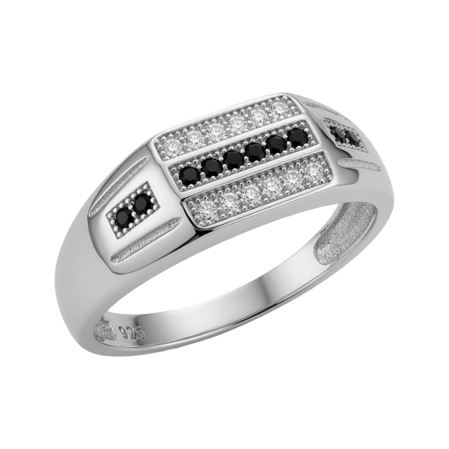 Gents Black C/Z Ring Sterling Silver 925