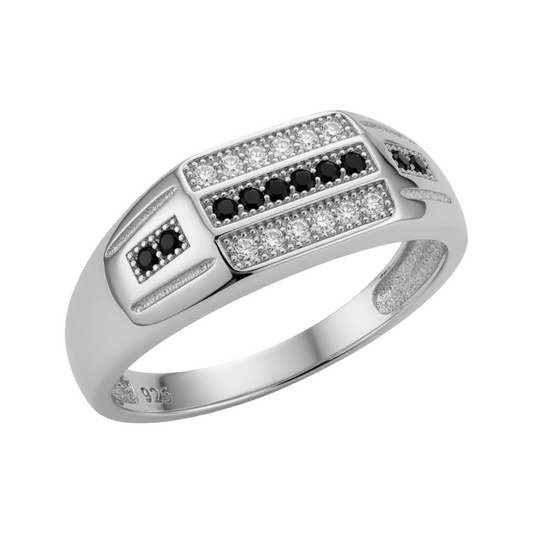 Gents Black C/Z Ring Sterling Silver 925