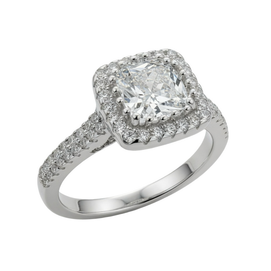 Large C/Z Ring Sterling Silver 925