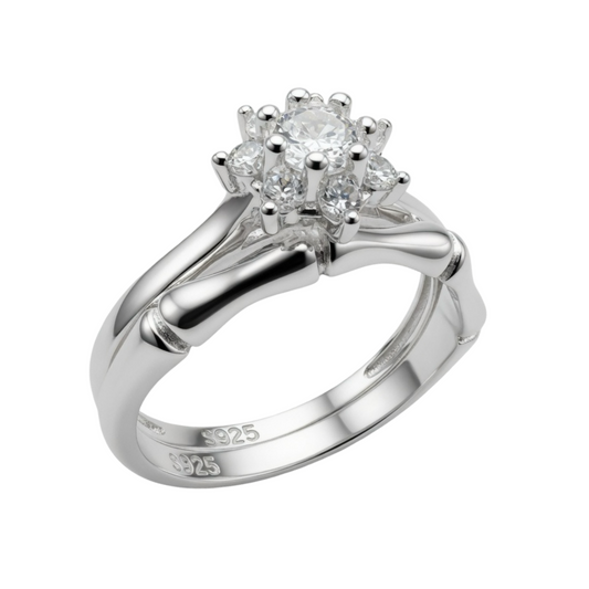C/Z Wedding Set Ring Sterling Silver 925