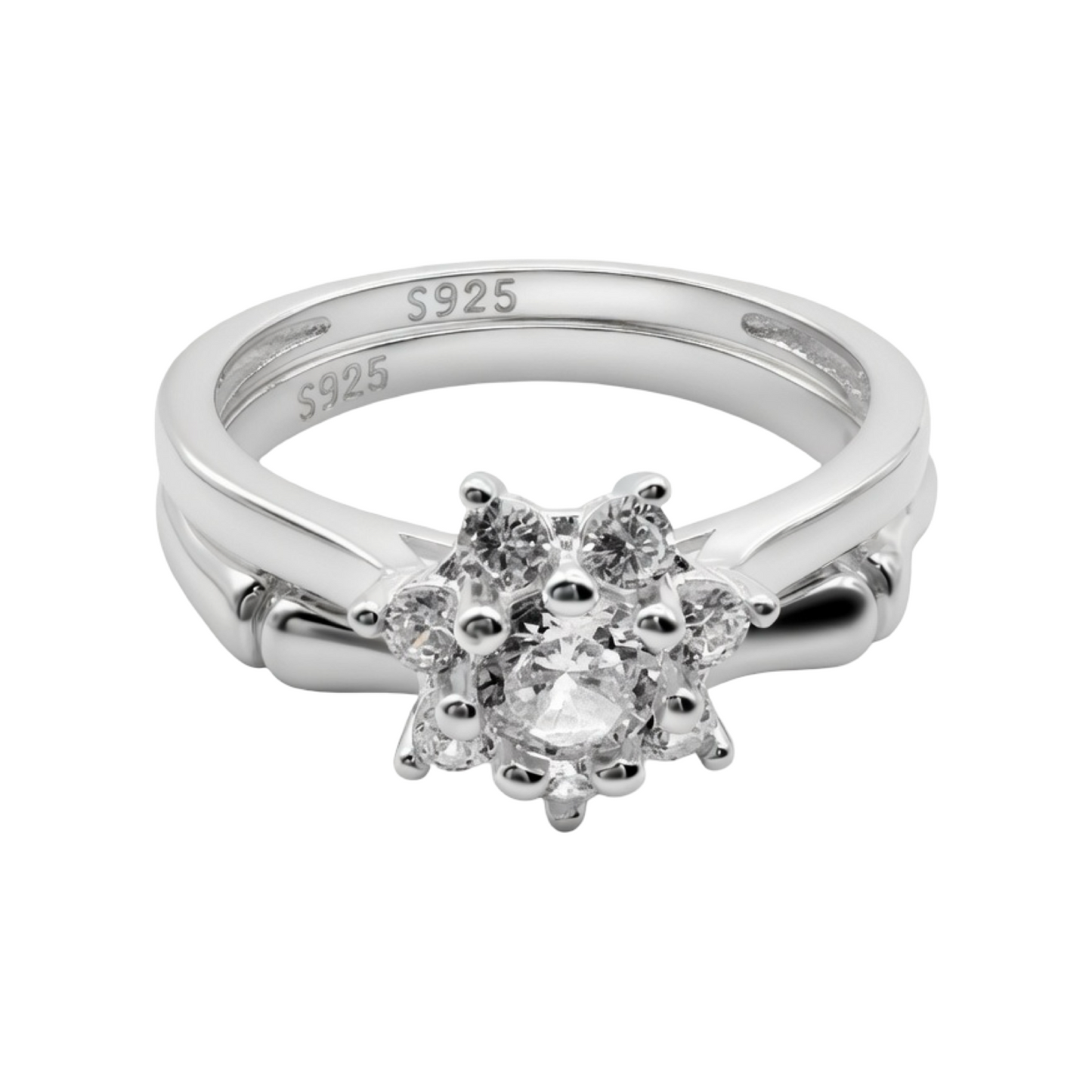 C/Z Wedding Set Ring Sterling Silver 925