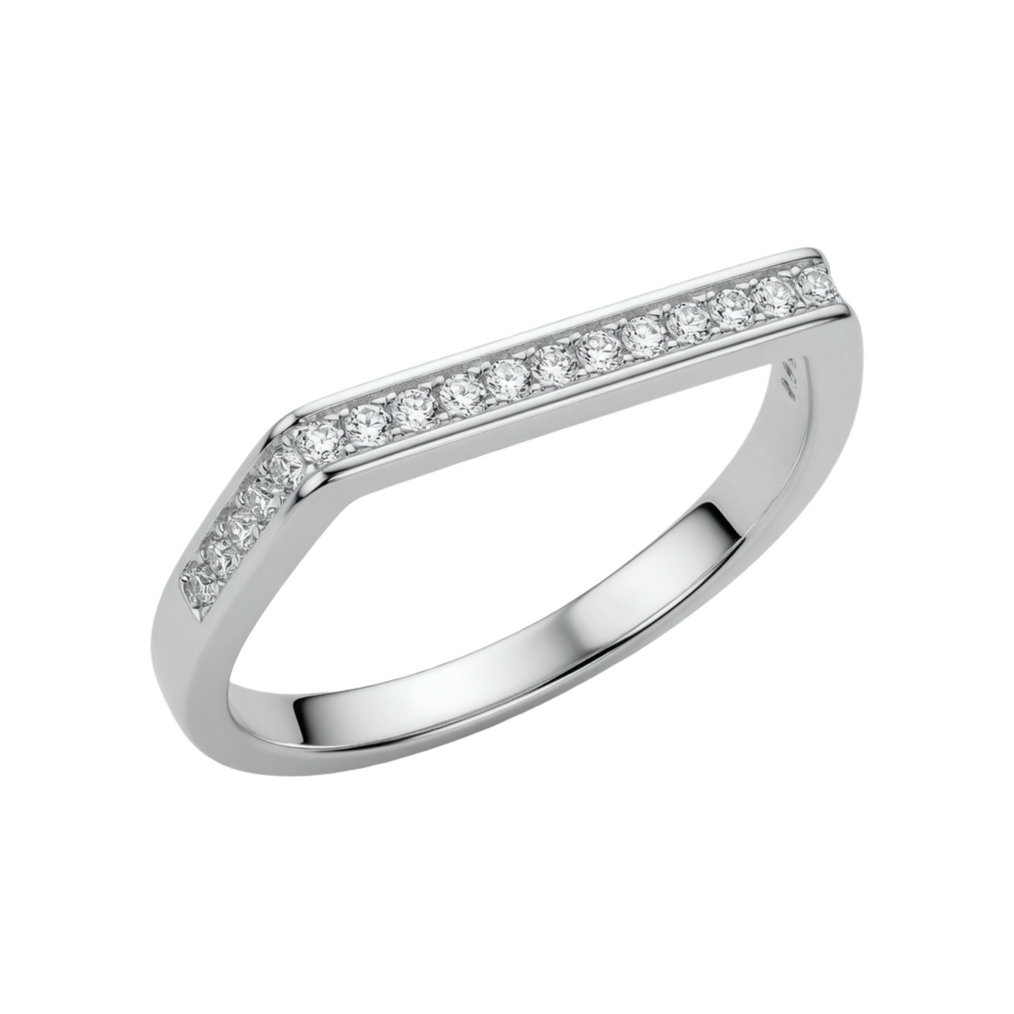 Flat Top C/Z Band Sterling Silver 925