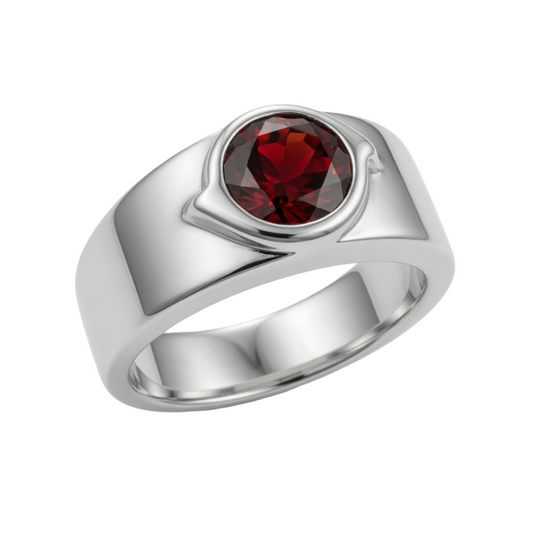 925 Sterling Silver Handmade Garnet Ring