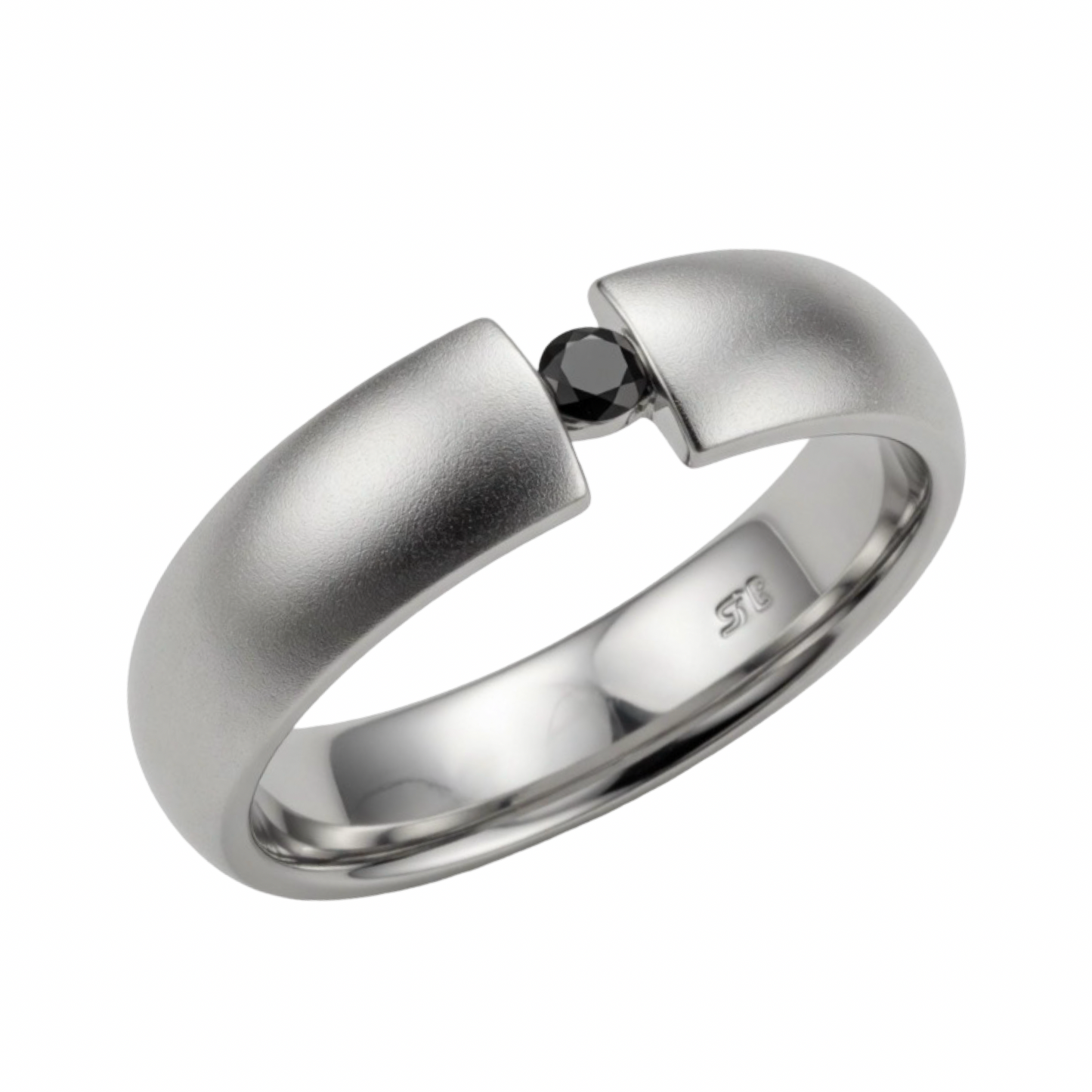 925 Sterling Silver Men's Black Diamond Ring