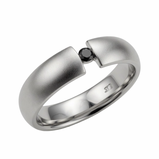 925 Sterling Silver Men's Black Diamond Ring