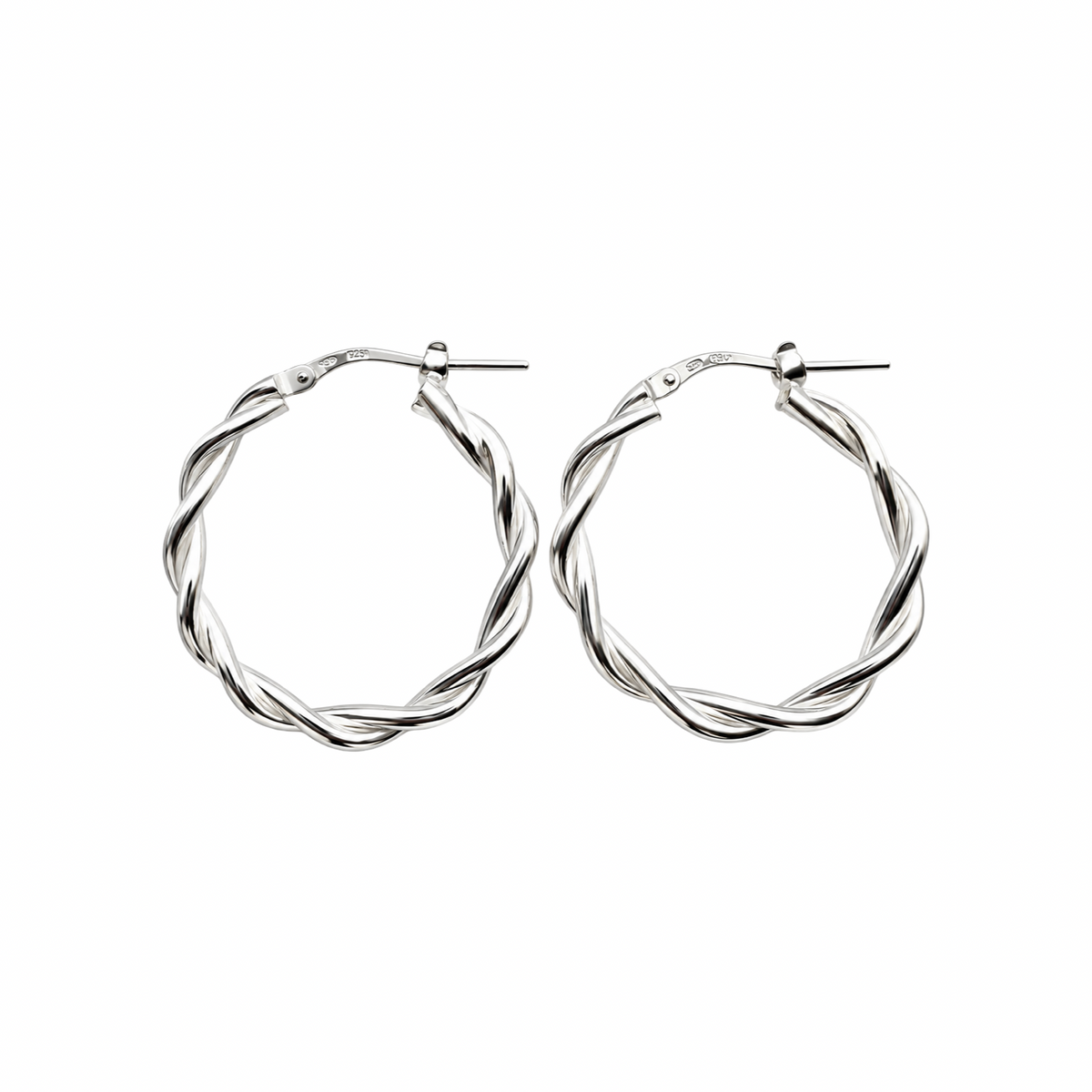 Twisted Rope Hoop Earrings Sterling Silver 925