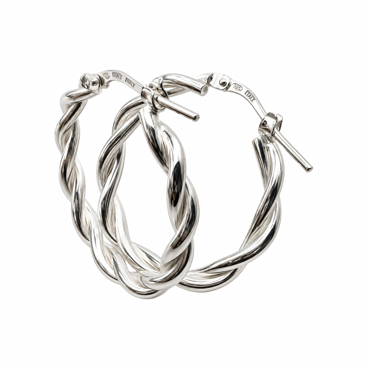 Twisted Rope Hoop Earrings Sterling Silver 925