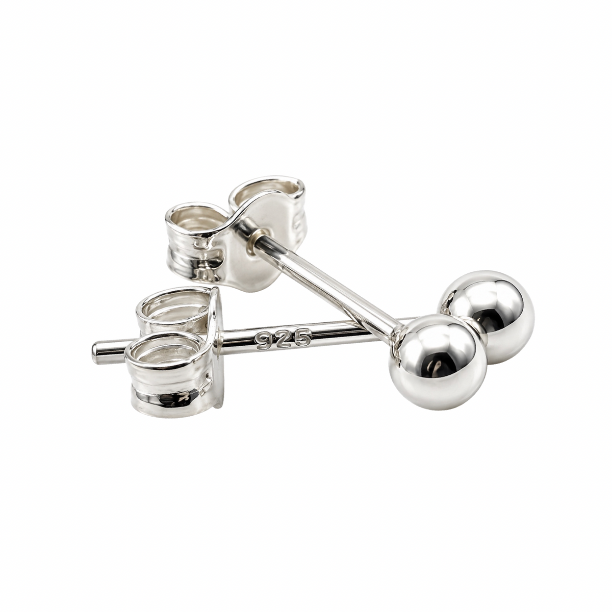 3mm Round Stud Earrings Sterling Silver 925