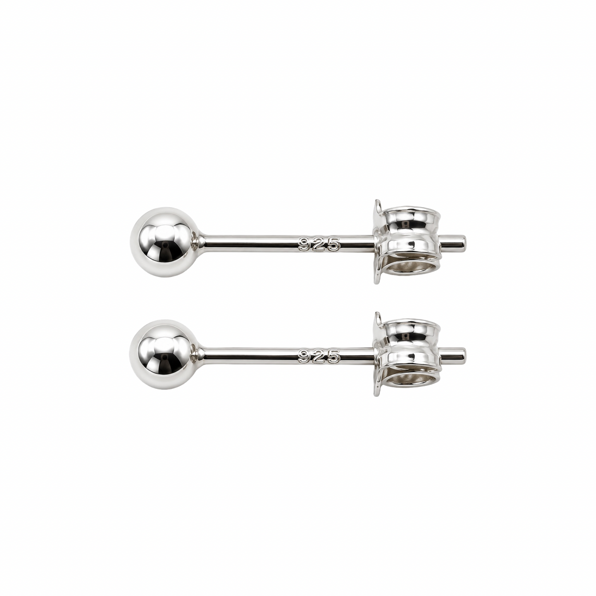 3mm Round Stud Earrings Sterling Silver 925
