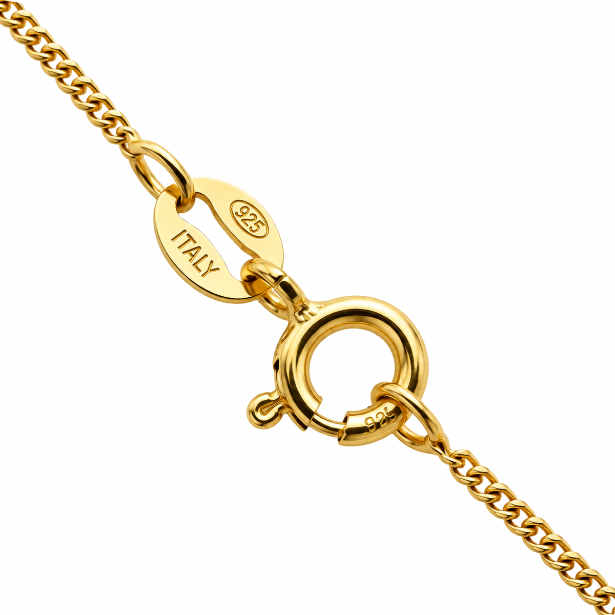 Gold Plated Curb Chain Necklace Sterling Silver 925