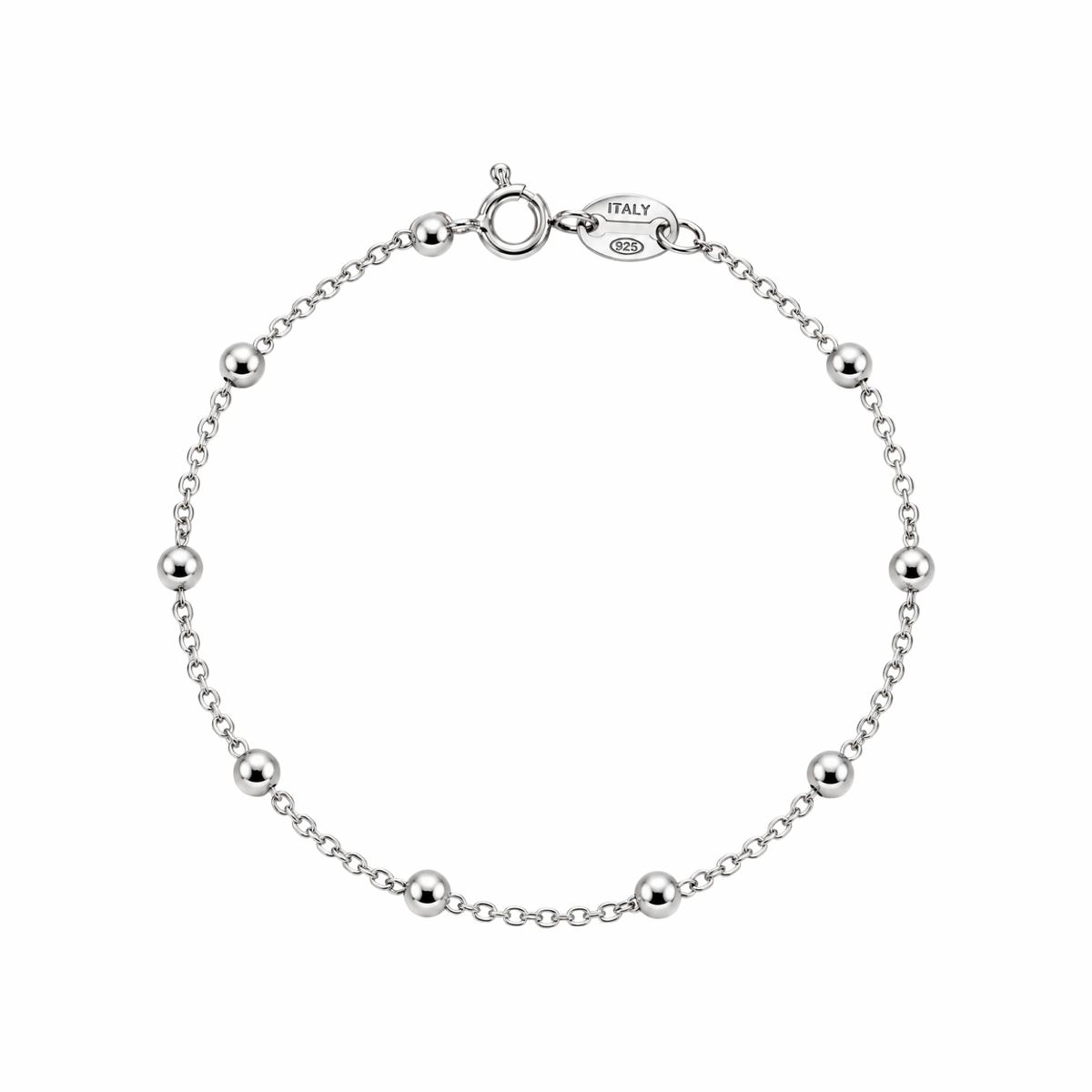 Italian Bead Chain Bracelet Sterling Silver 925