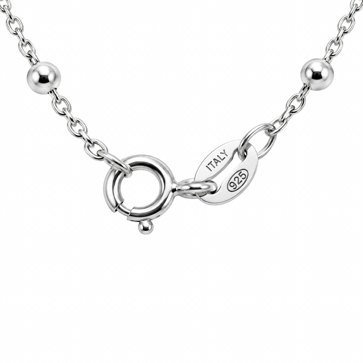 Italian Bead Chain Necklace Sterling Silver 925