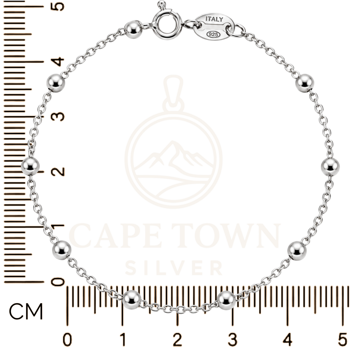 Italian Bead Chain Bracelet Sterling Silver 925