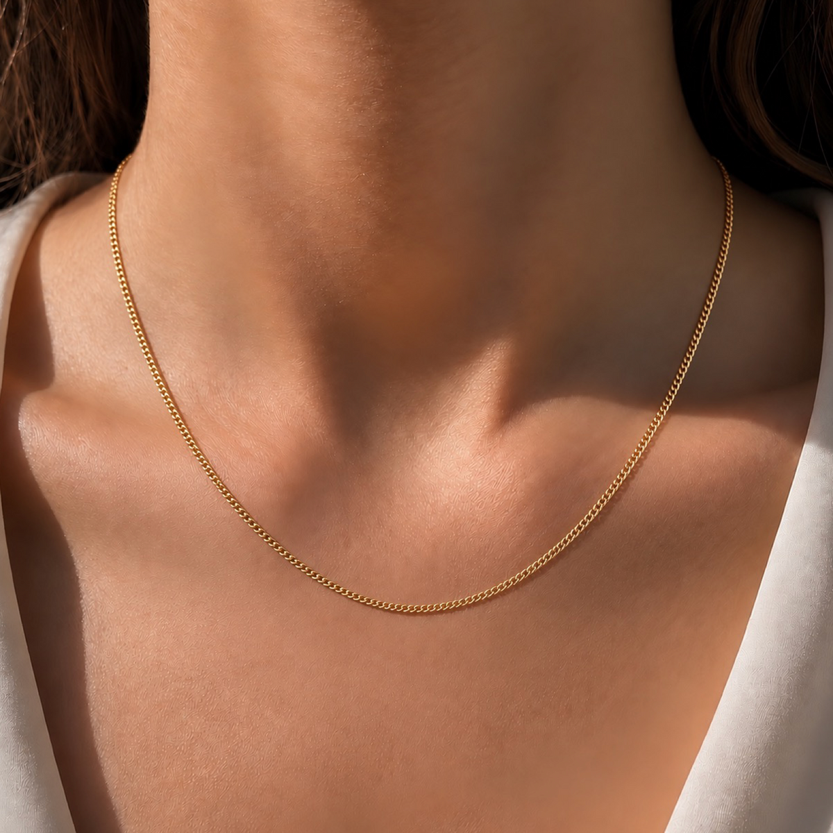 Gold Plated Curb Chain Necklace Sterling Silver 925